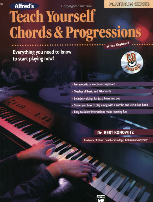 Teach Yourself Chords &amp; Progressions at the Keyboard will have you playing great chords and progressions right from the beginning. You will learn how to build and organize all the traditional jazz chords into progressions in every key. As you progress, you will learn how to comp, create new bass rhythms and improvise from chord symbols using blues and ii V progressions. Also included are unique arrangements demonstrating how to play in the style of Meade Lux Lewis, Erroll Garner and Bill Evans.  FORMAT: Book &amp; CD
