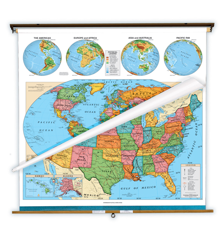 World Map Usa Center. Political US/World