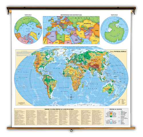 World Map 3d. World Physical (Roller Map)