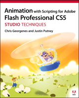 The definitive guide to creating animation for the web and mobile devices with top animation designer Chris Georgenes and designer/developer Justin Putney. They reveal how to create and successfully animate characters in Adobe Flash Professional CS5 and how to push the limits of timeline animation with stunning visual effects using ActionScript 3.0.  This Studio Techniques book is designed for intermediate or advanced users who understand the basics of Flash and want to create a more immersive interactive experience. The book includes coverage of storyboarding, 2D character design and rigging, character animation, visual FX with code, workflow automation, and publishing your animation on the web and to mobile devices.