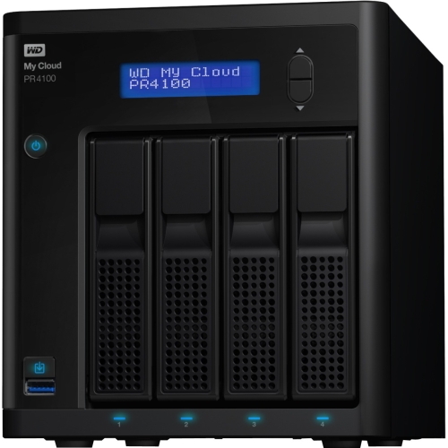 Powerful performanceEquipped with an Intel Pentium N3710 quad core 1.6GHz processor, My Cloud Pro Series NAS provides you with the power you need to transcode your media on the fly. Along with 4GB of DDR3L RAM mounted to dual slots (expandable to 16GB of DDR3L RAM), you get the power and efficiency to stream in high definition, access photos quickly and share content seamlessly.  Smooth video streaming My Cloud PR4100 comes with built in hardware transcoding, so your video is prepared for streaming through the Plex media server whenever you need it. With Plex, your media is enhanced with the appropriate descriptions, artwork, and metadata through an easy interface, so you can find and stream your favorite content to your PC, Mac, smart TV, or a supported mobile device.   Centralized StorageImprove your workflow and organize your files, photos and entire media collection in a single location with My Cloud PR4100. By centralizing your content on this high capacity NAS, you're able to ke