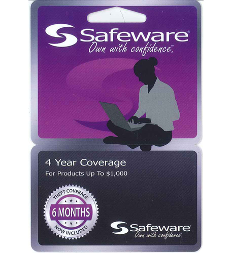 Safeware Coverage - up to $1000 - Extends to 4 years w/acc damage - Purple Card.