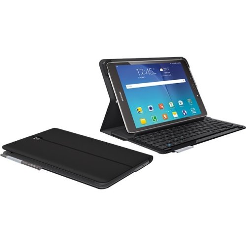 Logitech Type - S Keyboard/Cover Case (Folio) for 9.7&quot; Tablet - Black - Water Resistant - Polyurethane Leather, Acrylonitrile Butadiene Styrene (ABS) - 7.2&quot; Height x 10.3&quot; Width x 0.8&quot; Depth