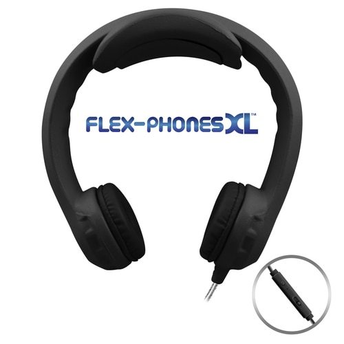 Flex-PhonesXL with in Line Mic- Indestructible, Single-Construction Headphones For Teens (Black)