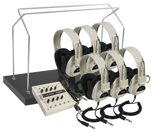 1216AVP-03  6-position Listening Center with Wire Rack