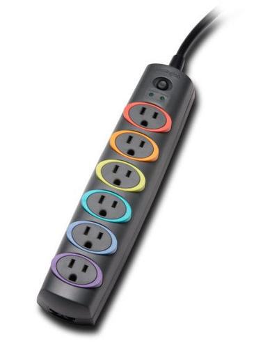 SmartSockets Surge Protector 370 Joules, 6' Cord, 6 Power, Color Coded