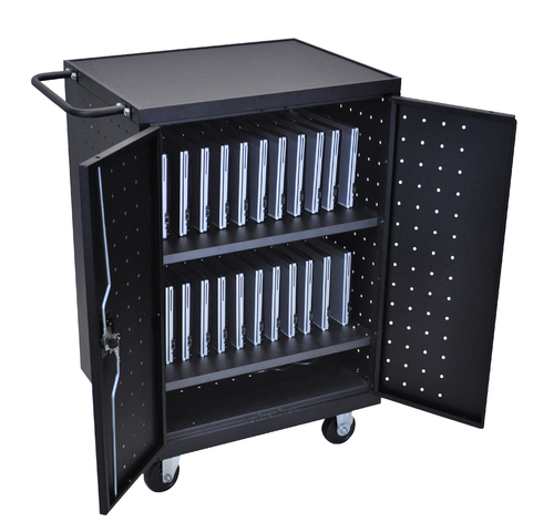 Luxor Black 24 Laptop Computer Charging Cart