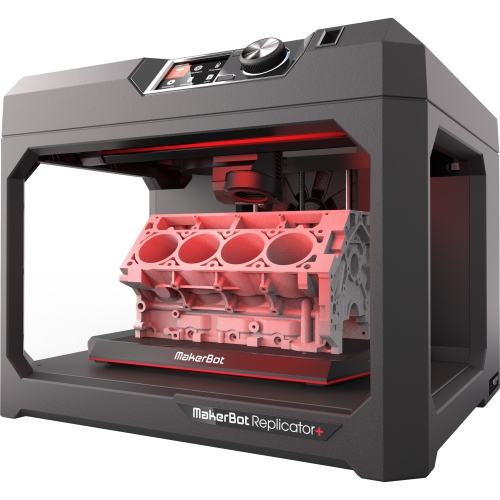 MakerBot Replicator+ 3D Printer - 6.50" x 7.68" x 11.61" Build Size - Fused Deposition Modeling - Single Jet - 3.9 mil Layer - 68.9 mil Filament - Polylactic Acid (PLA) Supported - Network (RJ-45) - Wireless LAN