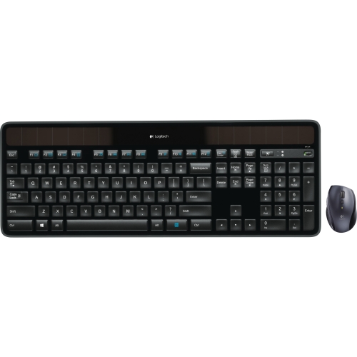 Logitech Wireless Solar Keyboard & Marathon Mouse Combo MK750 - USB 2.0 Wireless RF USB 2.0 Wireless RF Laser - 1000 dpi - Tilt Wheel - On/Off Switch Hot Key(s) - Button Cell, AA - Compatible with Computer