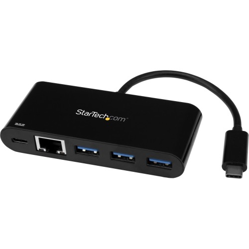 USB-C to Ethernet with 3-port USB 3.0 Hub and Power Delivery