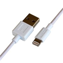 APPLE MFI CERTIFIED - LIGHTNING TO USB SYNC AND CHARGING CABLE, WHITE 6.5 FT.
