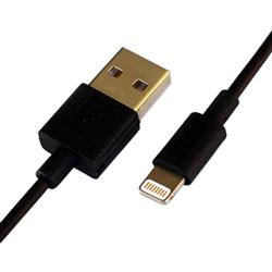 APPLE MFI CERTIFIED - LIGHTNING TO USB SYNC AND CHARGING CABLE, BLACK 6.5 FT.