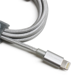 APPLE MFI CERTIFIED - LIGHTNING TO USB BRAIDED CABLE WITH ALUMINUM HOUSING, 4 FEET SILVER