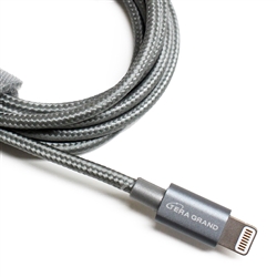 APPLE MFI CERTIFIED - LIGHTNING TO USB BRAIDED CABLE WITH ALUMINUM HOUSING, 4 FEET GRAY