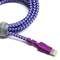 APPLE MFI CERTIFIED - 7X DURABLE LIGHTNING TO USB BRAIDED CABLE, 4 FT PURPLE/BLUE