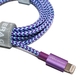 APPLE MFI CERTIFIED - LIGHTNING TO USB BRAIDED CABLE WITH ALUMINUM HOUSING, 4 FEET PURPLE/BLUE 