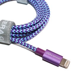 APPLE MFI CERTIFIED - LIGHTNING TO USB BRAIDED CABLE WITH ALUMINUM HOUSING, 4 FEET PURPLE/BLUE