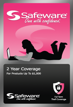 Safeware 2 Year Repair w/ Accidental Damage + 2 Years Theft Coverage for Products up to $1000 - Pink Card