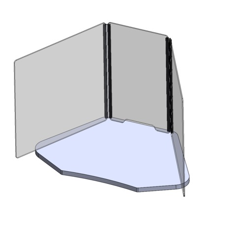 Clear Acrylic Guard/Divider for Trapezoid Desk w/Hexagonal Top 21 1/8" X 33"