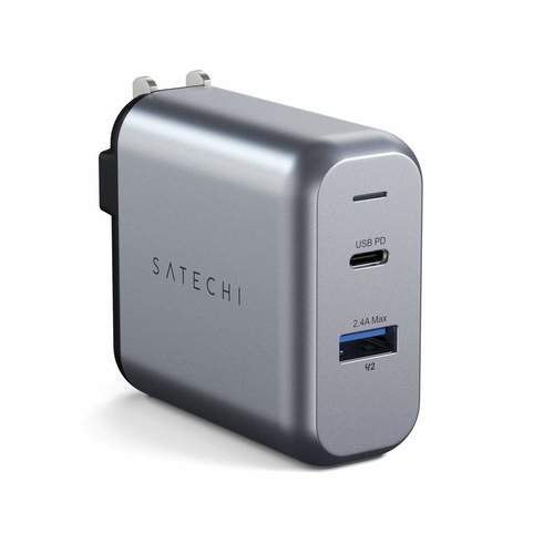 Dual-Port Wall Charger - USB-C - Space Gray 3.125 x 6.5 x 1.375in BP 30W