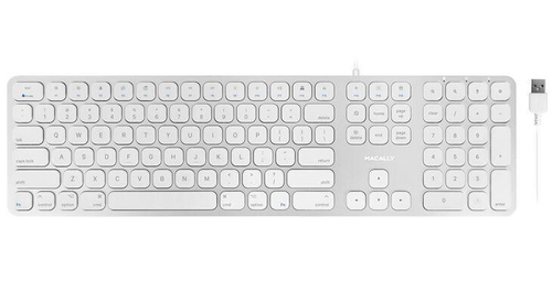 Macally Aluminum Slim USB Keyboard With 2 USB Ports For Mac - Limited Quantity Available