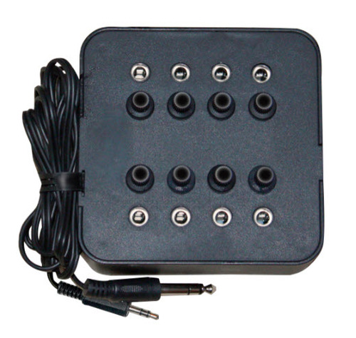 Stereo Jack Box with Volume Control - 8-position Stereo - Black 1Pk Box 8 Sockets
