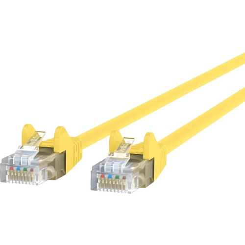 Belkin CAT6 Ethernet Patch Cable Snagless, RJ45, M/M - 12 ft Category 6 Network Cable for Network Device, Notebook, Desktop Computer, Modem, Router - First End: 1 x RJ-45 Male Network - Second End: 1 x RJ-45 Male Network - 1 Gbit/s - Patch Cable - Gold Plated Connector - Gold Plated Contact - 24 AWG - Yellow - 1
