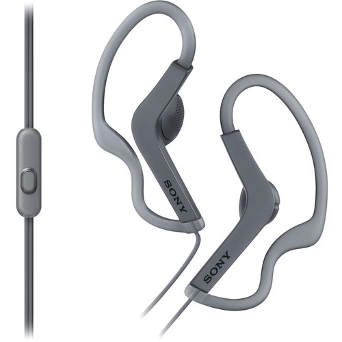 Sony AS210 Sport In-ear Headphones - Stereo - Black - Mini-phone (3.5mm) - Wired - 16 Ohm - 17 Hz 22 kHz - Gold Plated Connector - Earbud, Over-the-ear - Binaural - In-ear - 3.90 ft Cable