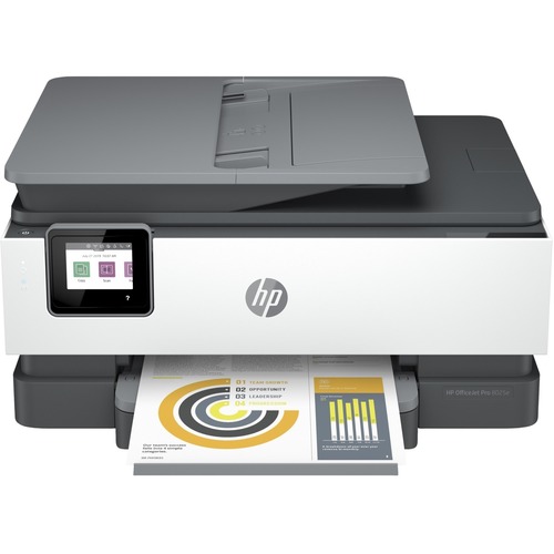 HP Officejet Pro 8025e Inkjet Multifunction Printer - Color - Copier/Fax/Printer/Scanner - 29 ppm Mono/25 ppm Color Print - 4800 x 1200 dpi Print - Automatic Duplex Print - Upto 20000 Pages Monthly - 225 sheets Input - Color Flatbed Scanner - 1200 dpi Optical Scan - Color Fax - Ethernet - Wireless LAN - HP Smart App, Apple AirPrint, Wi-Fi Direct, Mopria - USB - For Plain Paper Print