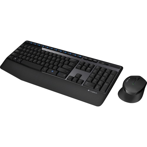 Logitech Wireless Combo MK345 - USB Wireless RF 2.40 GHz Keyboard - Black - USB Wireless RF Mouse - Optical - 1000 dpi - 3 Button - Scroll Wheel - Black - On/Off Switch Hot Key(s) - Right-handed Only - AAA, AA - Compatible with Computer (PC) Pack
