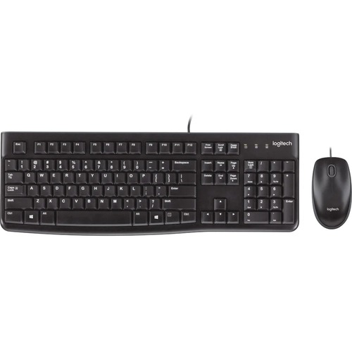 Logitech MK120 Corded Keyboard And Mouse Combo - USB Cable Black - USB Cable Mouse - Optical - 1000 dpi - 3 Button - Rugged - Scroll Wheel - Black - Symmetrical - Compatible with Windows, Linux