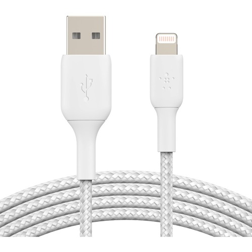 Belkin Lightning/USB Data Transfer Cable - 6.56 ft Lightning/USB Data Transfer Cable - Lightning Male Proprietary Connector - Type A Male USB - MFI - White