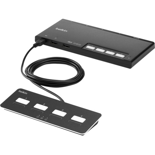 Belkin 4-Port Modular Secure KM Switch PP4.0 W/ Remote - 4 Computer(s) - 1 Local User(s) - 4 x USB - Desktop, Wall Mountable - TAA Compliant