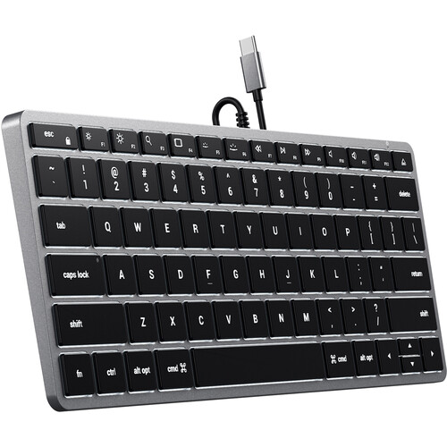 Compare Satechi Slim W1 USB-C Wired Backlit Keyboard - Space Gray 11.14 x 4.5 x 0.4 in Box