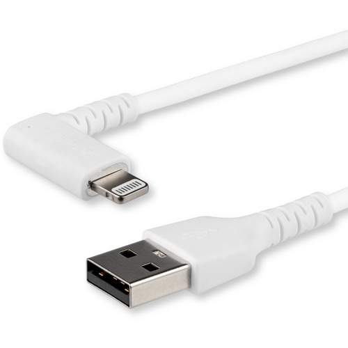 StarTech.com 1m USB A to Lightning Cable iPhone iPad Durable Right Angled 90 Degree White Charger Cord