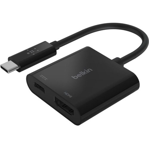 Belkin USB-C to HDMI + Charge Adapter - 1 x Type C Male USB - 1 x HDMI Female Digital Audio/Video, 1 x USB Type C Female Power - 3840 x 2160 Supported