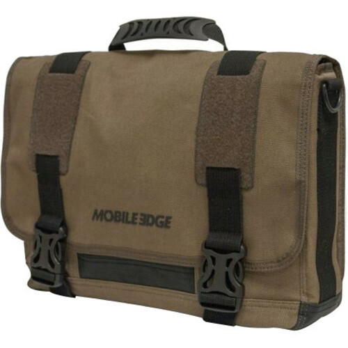 Mobile Edge ECO Carrying Case Rugged (Messenger) for 14" MacBook Pro - Olive - Cotton Canvas Body - Shoulder Strap, Clip - 10.5" Height x 15.5" Width x 4" Depth