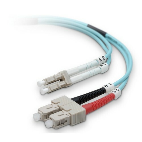 Belkin Fiber Optic Patch Cable - LC Male - SC Male - 49.21ft - Aqua