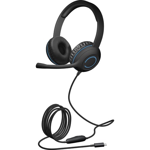 Cyber Acoustics Stereo USB-C Headset - Stereo - USB Type C - Wired - 32 Ohm - 20 Hz - 20 kHz - Over-the-head - Binaural - Ear-cup - 6 ft Cable - Noise Cancelling, Uni-directional Microphone