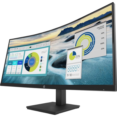 HP P34hc G4 34" WQHD Curved Screen LED LCD Monitor - 21:9 - Black - 34" Class - Vertical Alignment (VA) - 3440 x 1440 - 250 Nit - 5 ms - HDMI - DisplayPort - USB Hub
