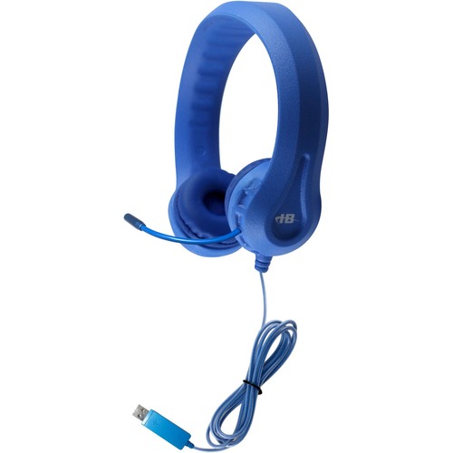 Hamilton Buhl Kid's Flex-Phones USB Headset With Gooseneck Microphone, Blue - Stereo - USB 2.0 - Wired - 32 Ohm - 20 Hz - 20 kHz - On-ear - Binaural - Ear-cup - 4 ft Cable - Omni-directional, Noise Cancelling, Noise Reduction Microphone - Blue