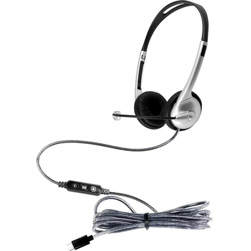 Hamilton Buhl MACH-1 Headset - Stereo - USB Type C - Wired - 32 Ohm - 50 Hz - 20 kHz - On-ear - Binaural - 5 ft Cable - Omni-directional, Noise Cancelling Microphone - Silver, Black