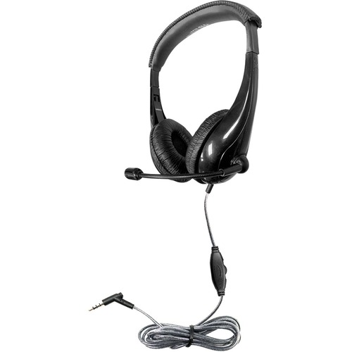 Hamilton Buhl Motiv8 Mid-Sized Headset With Gooseneck Mic And In-line Volume Control - Stereo - Wired - 32 Ohm - 50 Hz - 20 kHz - Over-the-head - Binaural - Ear-cup - 5 ft Cable - Omni-directional Microphone - Black