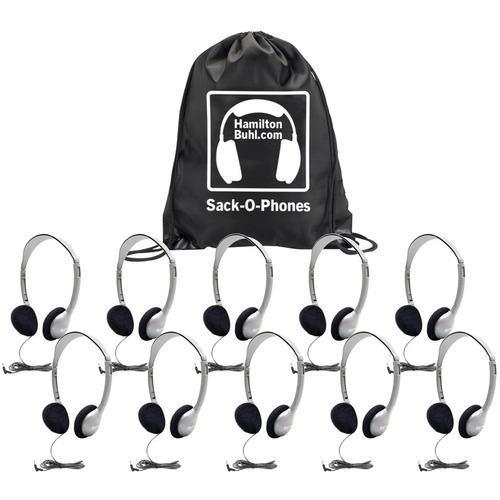 Sack-O-Phones HA2 Personal Headsets with Foam Ear Cushions (10-Pack)