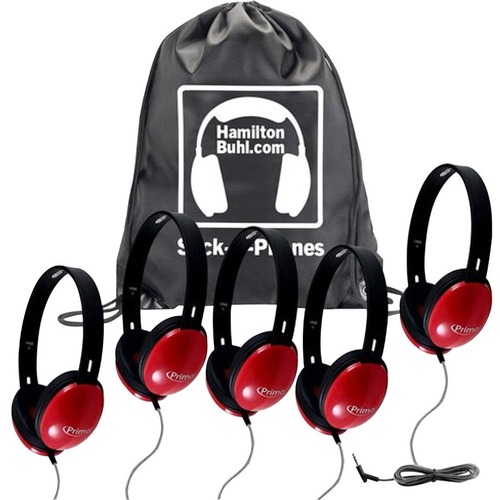 Hamilton Buhl Sack-O-Phones Headphone - Stereo - Red - Mini-phone (3.5mm) - Wired - 32 Ohm - 50 Hz 20 kHz - Over-the-head - Binaural - Ear-cup - 5 ft Cable