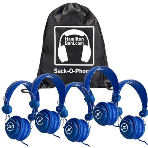 Hamilton Buhl Sack-O-Phones Headset - Stereo - Mini-phone (3.5mm) - Wired - 32 Ohm - 50 Hz - 20 kHz - Over-the-head - Binaural - Ear-cup - 5 ft Cable - Blue