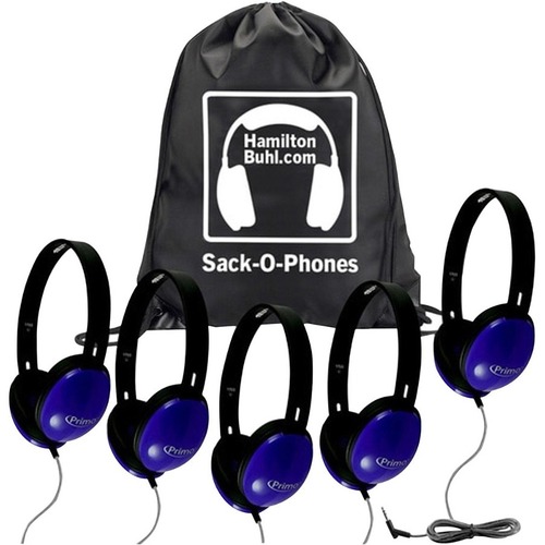 Hamilton Buhl Sack-O-Phones SOP-PRM100 Headphone - Stereo - Blue - Mini-phone (3.5mm) - Wired - 32 Ohm - 50 Hz 20 kHz - Over-the-head - Binaural - Ear-cup - 5 ft Cable