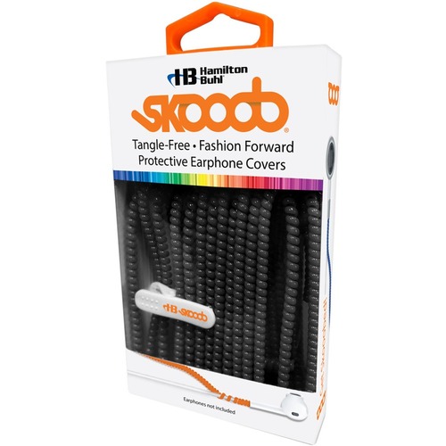 Hamilton Buhl Skooob Protective Cover - Supports Earbud, Earphone - Spiral - Lightweight, Durable, Tangle-free - Thermoplastic Polyurethane (TPU) - Black