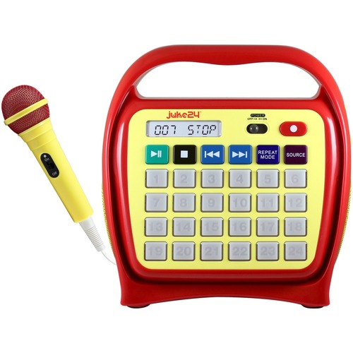 Hamilton Buhl Juke24 Portable Digital Jukebox with CD Player and Karaoke, Red/Yellow