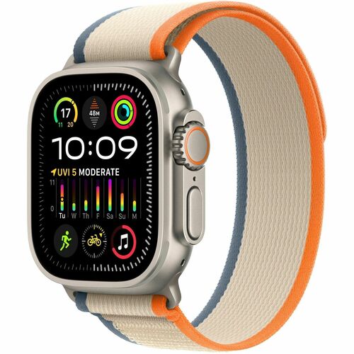 Apple Watch Ultra 2 GPS + Cellular, 49mm Titanium Case with Orange/Beige Trail Loop - M/L